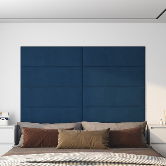 vidaXL vægpaneler 12 stk. 90x30 cm 3,24 m² fløjl blå