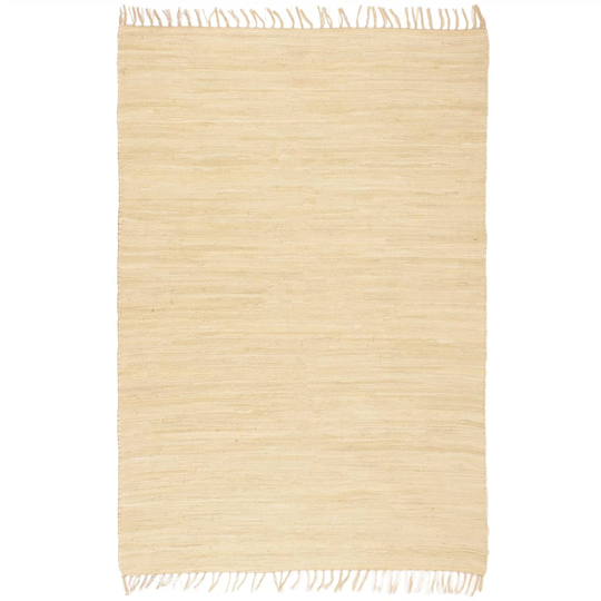 vidaXL håndvævet chindi-tæppe bomuld 160 x 230 cm cremefarvet