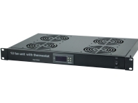 TOTEN SA.3004.0301 - Bakke til blæser i rack - med 4 køleblæsere, termostat - AC 220 V - sort, RAL 9004 - 1U