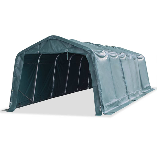 vidaXL flytteligt læskur til husdyr PVC 550 g/m² 3,3 x 9,6 m mørkegrøn