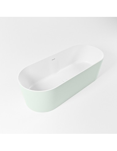NOBLE fritstående badekar 180 x 75 cm Solid surface - Talkum/Svag grøn