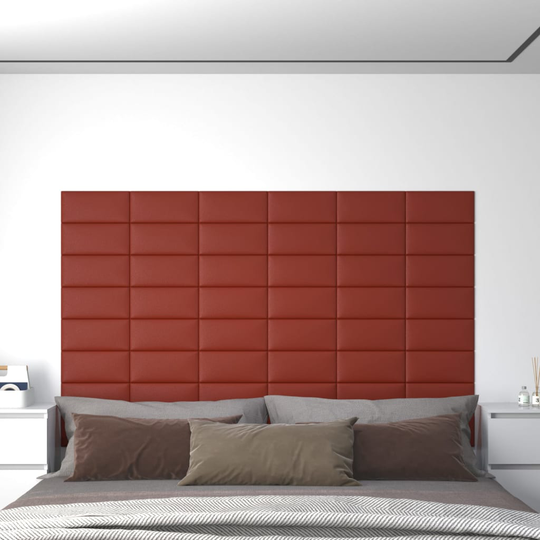 vidaXL vægpaneler 12 stk. 30x15 cm 0,54 m² kunstlæder vinrød