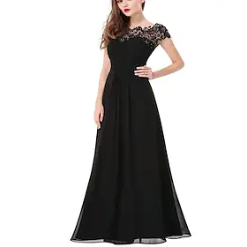 kvinders lange kjole maxi kjole sort vin kongeblå kortærmet ren farve blonder sommer rund hals mode 2023 s m l xl xxl