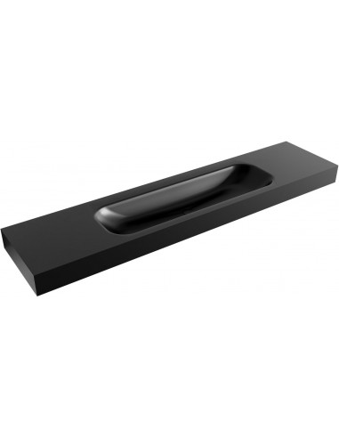 BIG LARGE væghængt håndvask 200 x 46 cm Solid surface - Sort
