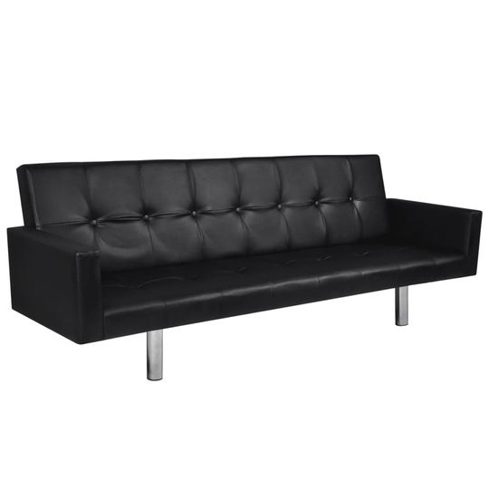 vidaXL sovesofa med armlæn sort kunstlæder