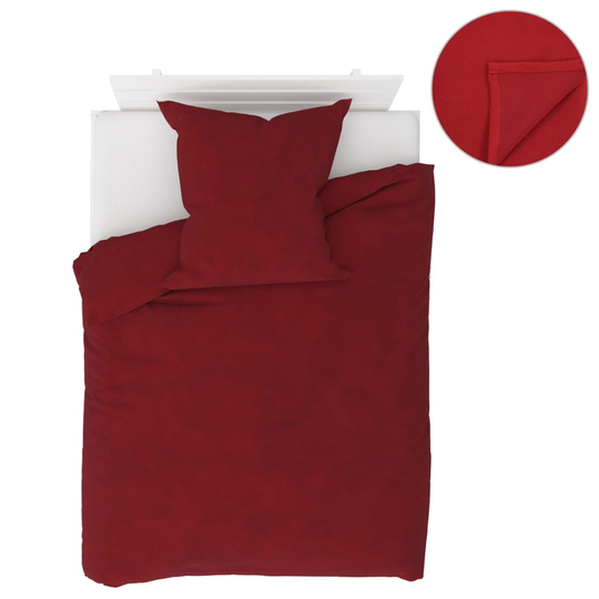 vidaXL sengsæt 4 dele 135 x 200/80 x 80 cm fleece vinrød