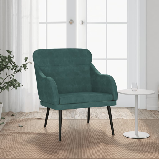 vidaXL lænestol 63x76x80 cm velour mørkegrøn