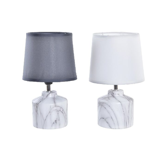 Bordlampe DKD Home Decor 25W Hvid Mørkegrå Marmor 220 V Moderne (2 enheder) (14 x 14 x 25 cm)