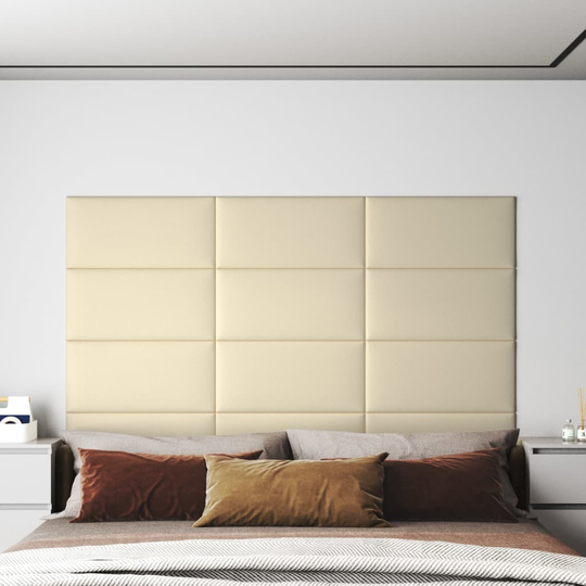 vidaXL vægpaneler 12 stk. 60x30 cm 2,16 m² kunstlæder cremefarvet