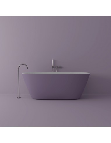B13 fritstående badekar 170 x 80 cm solid surface - Mat hvid/Lilla