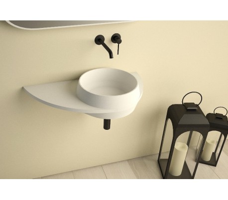 Ideavit Soliddual vægmonteret håndvask 70 x 35 cm Solid surface - Mat hvid