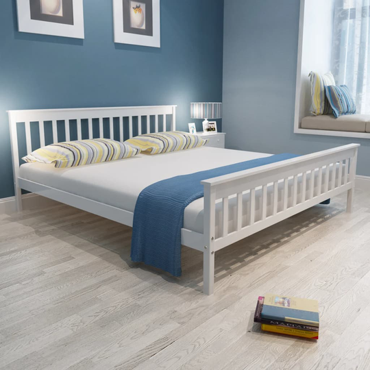 vidaXL seng med madras 180 x 200 cm solidt fyrretræ hvid