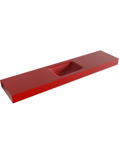 CLOUD væghængt håndvask 200 x 46 cm Solid surface - Rød