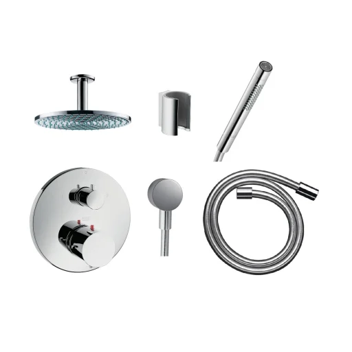 Hansgrohe AXOR Starck Komplet Brusesystem t/Indbygning m/Loftmonteret hovedbruser, Krom