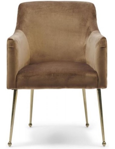 The Smith spisebordsstol i velour og jern H84 cm - Antik guld/Minkbrun