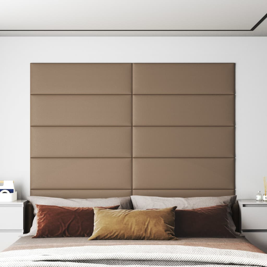 vidaXL vægpaneler 12 stk. 90x30 cm 3,24 m² kunstlæder cappuccino