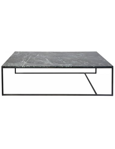 Will sofabord i metal og marmor H40 x B140 x D80 cm - Sort/Grøn marmor