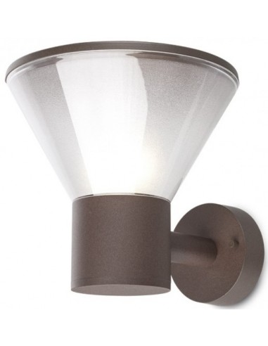 WIT Væglampe i aluminium og polycarbonat H20 cm 1 x E27 - Mat mørkebrun/Frostet