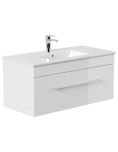 Viva komplet badmiljø i mdf og mineralsten H49,7 x B100 cm - Hvid højglans