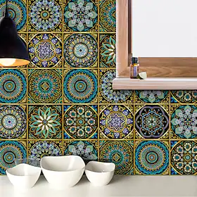 køkken olietætte og vandtætte fliser klistermærker krystal film bronze mandala mønster flise renovering fortykkede vægklistermærker