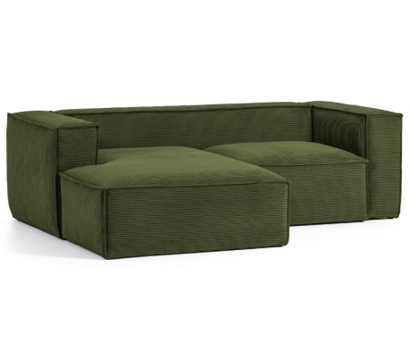 Blok venstrevendt chaiselong sofa i velour ripcurl 240 x 174 cm - Grøn