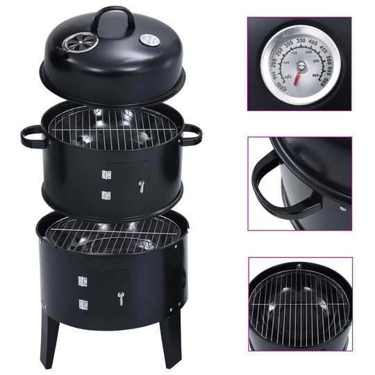 vidaXL 3-i-1 kul-/røgegrill 40x80 cm