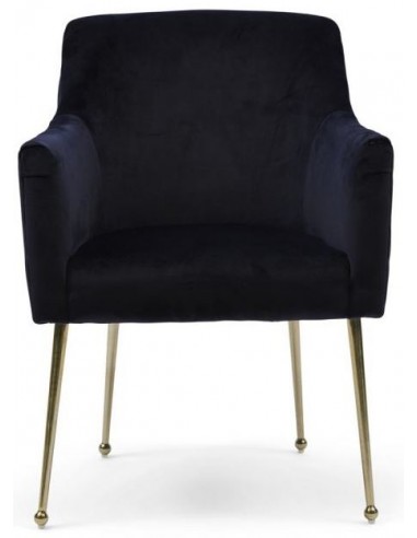 The Smith spisebordsstol i velour og jern H84 cm - Antik guld/Indigoblå
