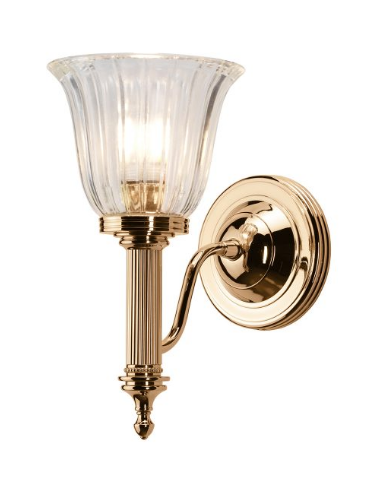 Carroll Badeværelseslampe i messing og glas H26,5 cm 1 x G9 LED - Poleret rødguld/Klar