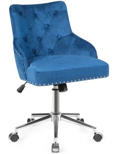 Kontorstol i velour H84 - 98 cm - Krom/Blå