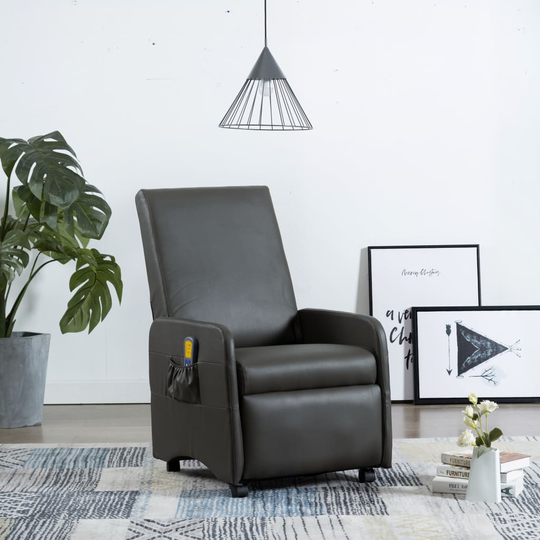 vidaXL elektrisk massagelænestol kunstlæder grå