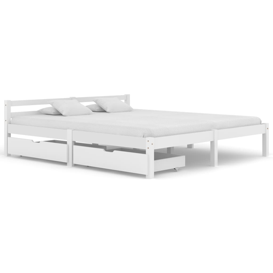 vidaXL sengestel med 2 skuffer 180x200 cm massivt fyrretræ hvid