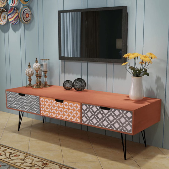 vidaXL TV-bord med tre skuffer 120x40x36 cm brun