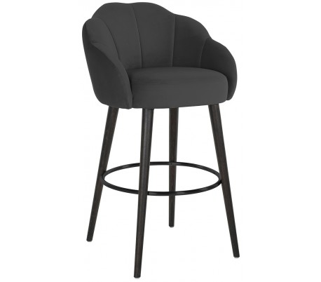 Tulip barstol i velour H99 cm - Sort/Antracit