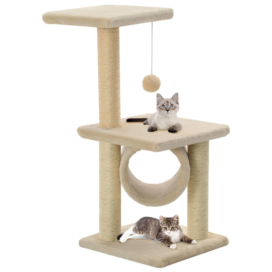vidaXL kradsetræ med sisal-kradsestolper til katte 65 cm beige