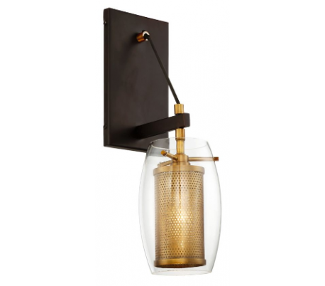 Dunbar 1 Væglampe H41 cm - Varm messing/Antik bronze/Klar