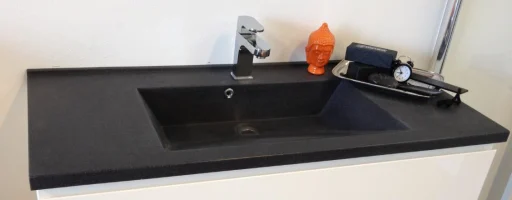 Cassøe Marmor Håndvask 101x46.5 cm Sort m/Hanehul og Overløb