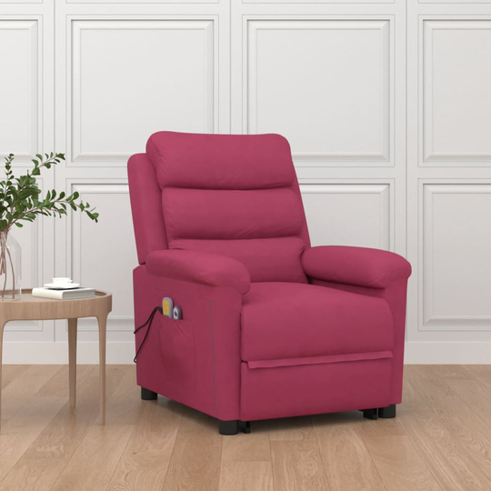 vidaXL løftestol med massagefunktion velour vinrød