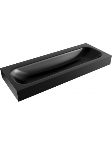 BIG LARGE væghængt håndvask 120 x 46 cm Solid surface - Sort