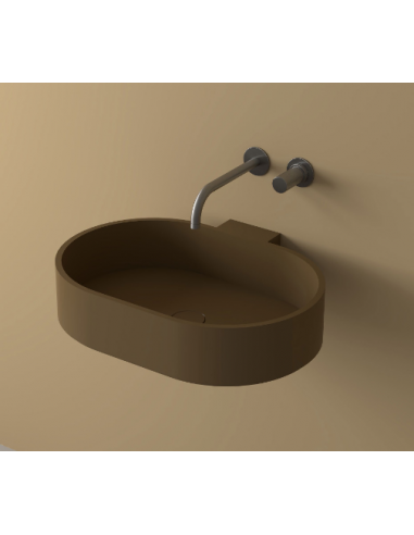 LO2M-M vægmonteret håndvask 54 x 44 cm solid surface - Brun
