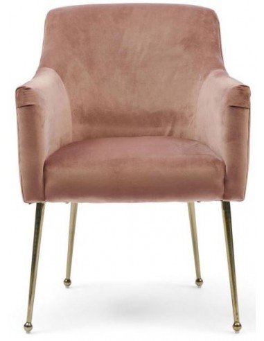 The Smith spisebordsstol i velour og jern H84 cm - Antik guld/Rosa