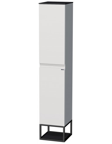 TARA Venstrevendt skab til badeværelse H183 cm MDF - Sort/Mat hvid