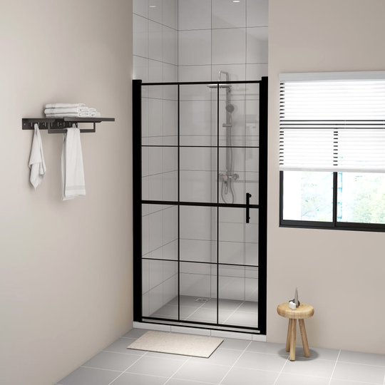 vidaXL brusedør 100x178 cm hærdet glas sort