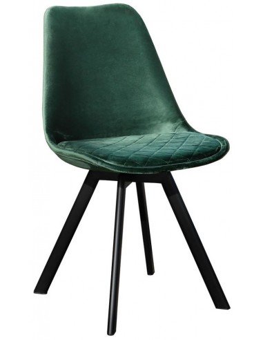 Soof spisebordsstol i metal og velour H84 cm - Sort/Mørkegrøn