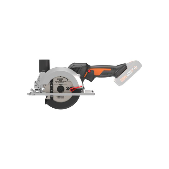Worx 20V rundsav, 120mm, kulfri, solo