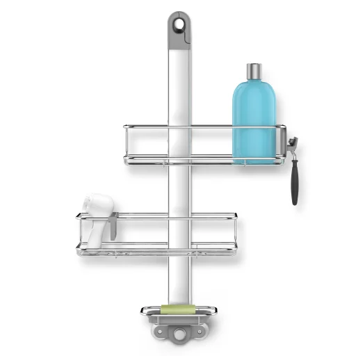 Simplehuman justerbar shower caddy, mat rustfri stål