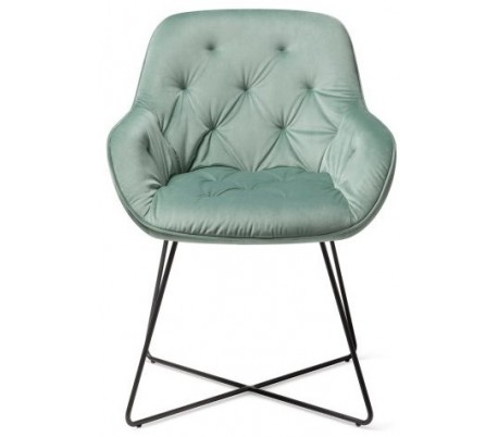 2 x Tara Spisebordsstole H84 cm velour - Sort/Jadegrøn