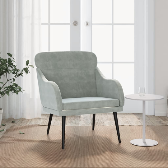 vidaXL lænestol 63x76x80 cm velour lysegrå