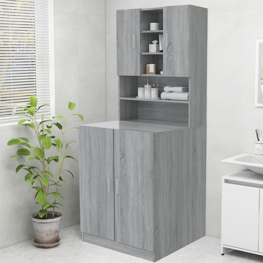 vidaXL vaskemaskineskab 70,5x25,5x90 cm grå sonoma-eg