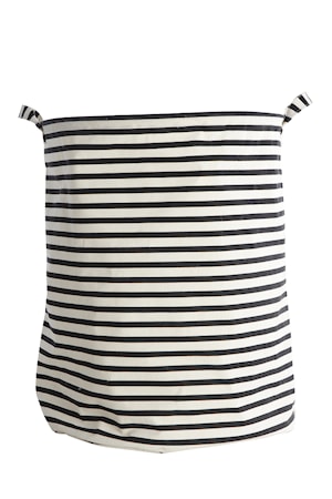 Vaskekurv Stripes Ø 40x50 cm - Sort/Hvid