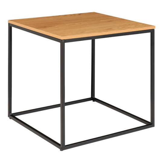 Hjørnebord med sort ramme og egetræs look bordplade 45x45x45 cm - 2101405